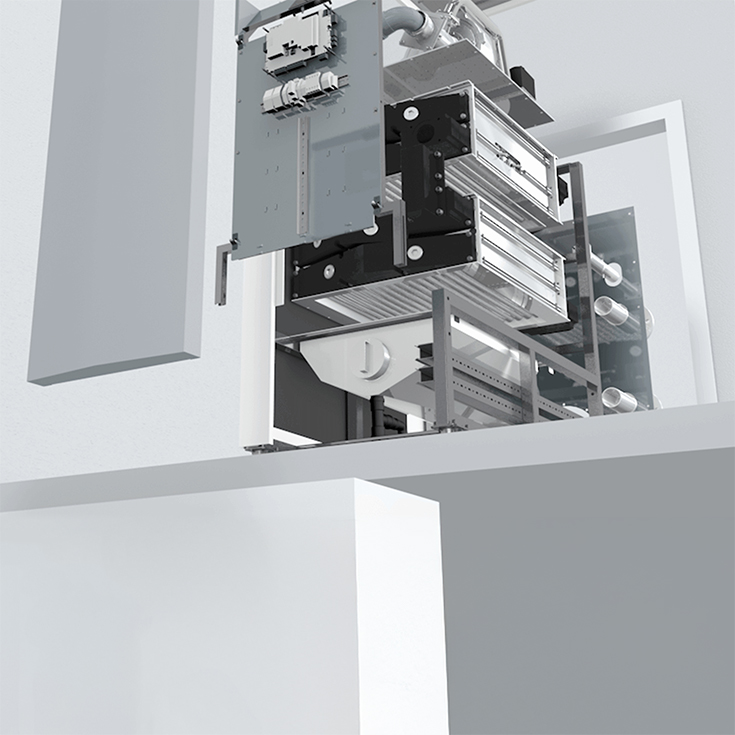 TRIGON XL in vista esplosa per illustrare lo smontaggio in singole parti per un rapido montaggio