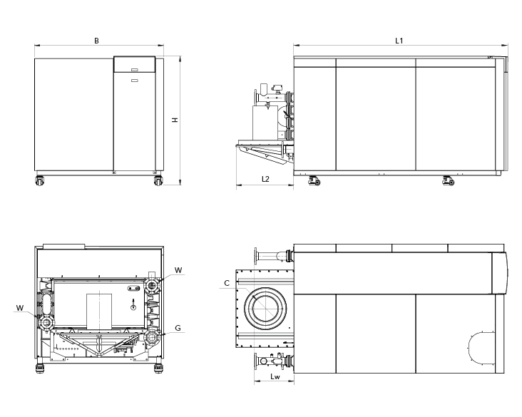Disegni tecnici con dimensioni per TRIGON XXL EVO 1.200-2.000
