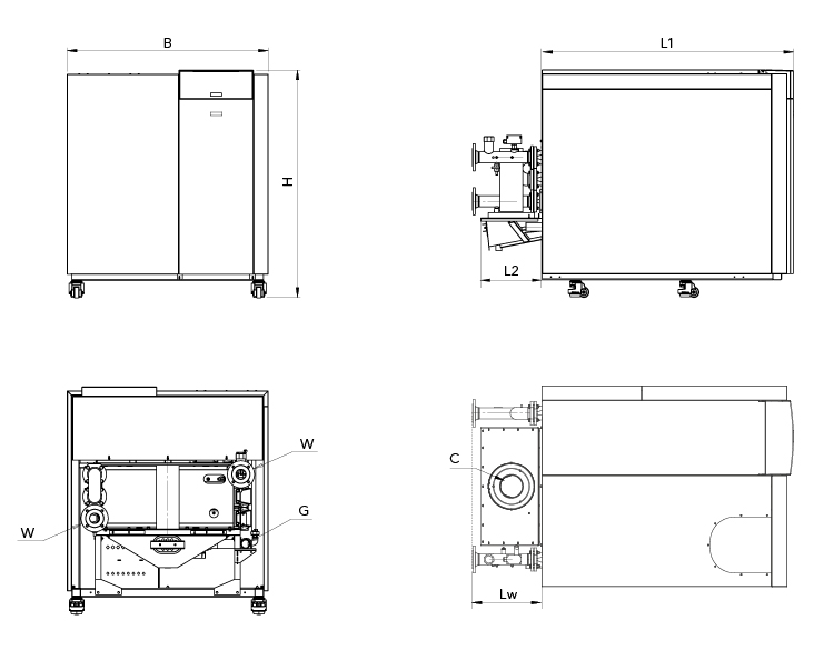 Disegni tecnici con dimensioni per TRIGON XXL EVO 700-1.100