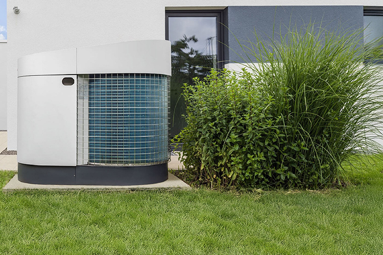 Heat pump in a garden